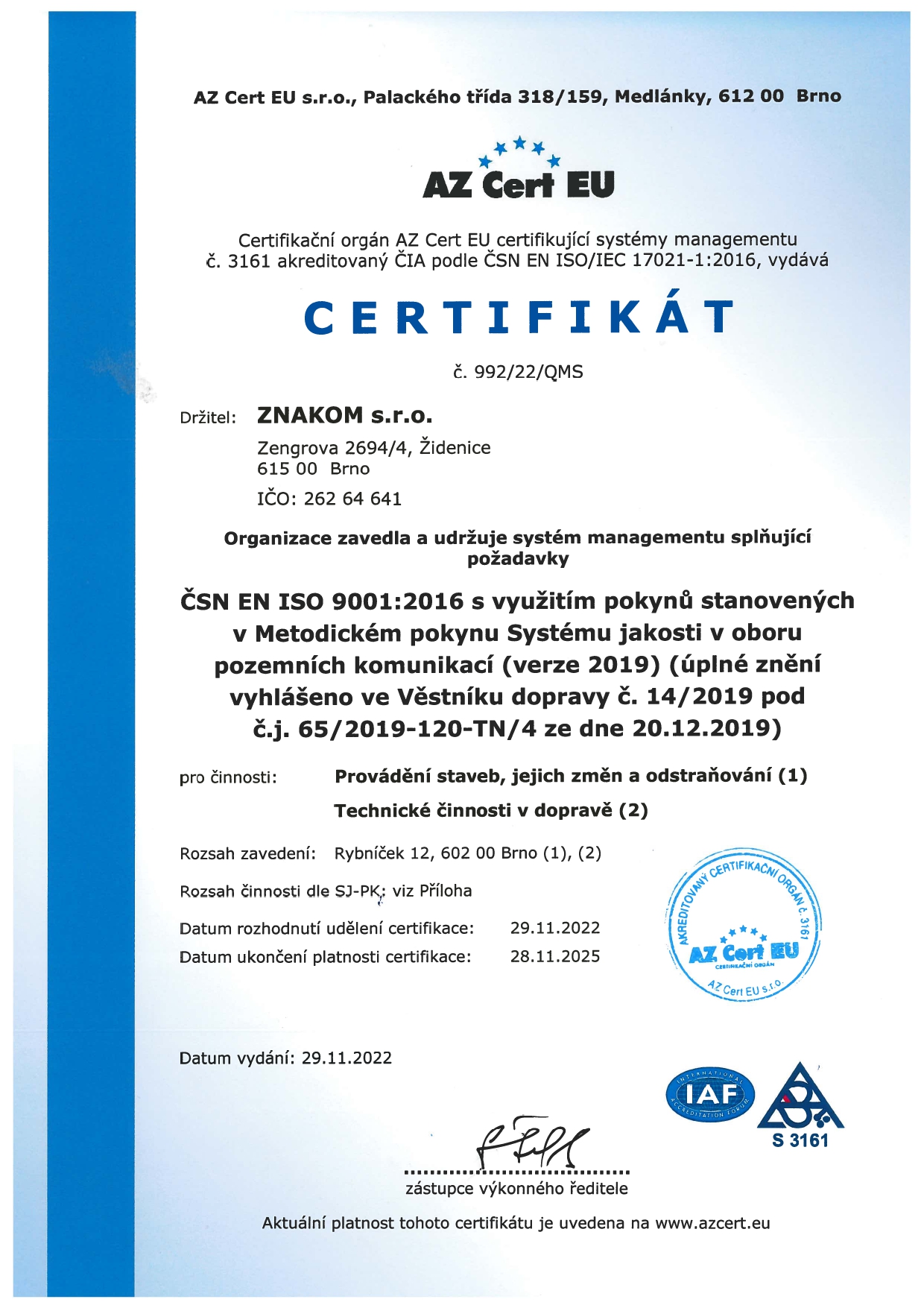 ČSN EN ISO 9001:2016